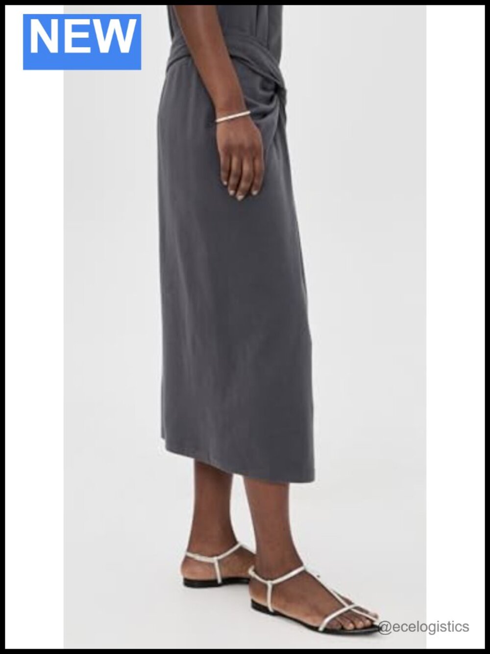 Women's 100% Cotton Fixed Wrap Midi Skirt Pull On Casual Formal - Picture 3 of 5